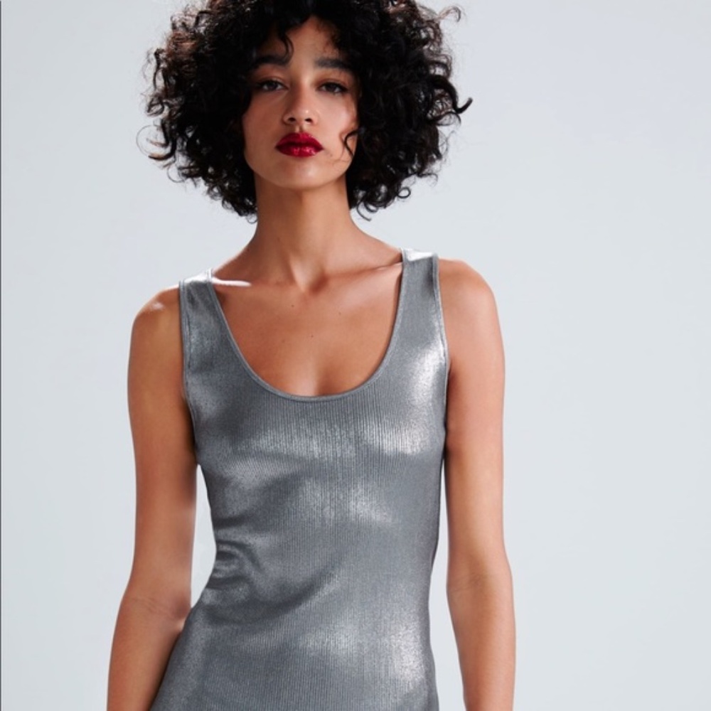 Zara Silver Mini Dress - Picture 2 of 7